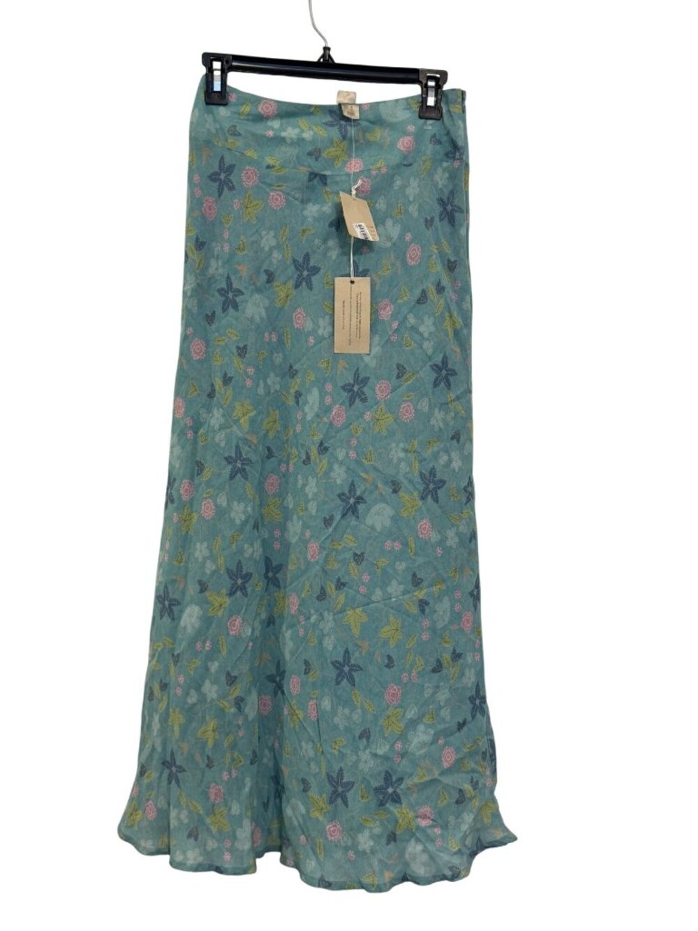 Sigrid Olsen Sport Womens Size 2 Floral Maxi Skirt Organic Cotton Teal Pink Gree - Picture 2 of 8